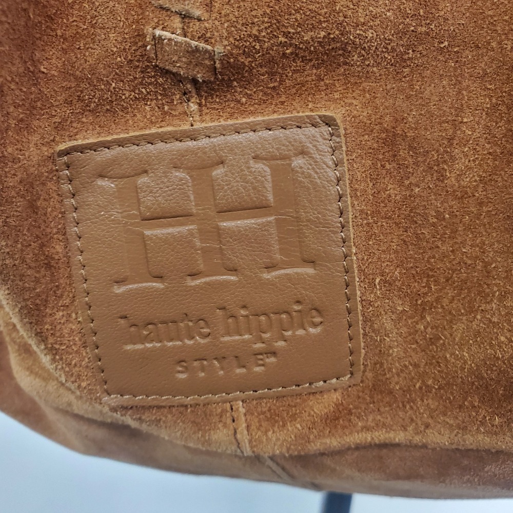 Haute Hippie Designer Suede Leather Brown Hobo Bag Large Brown Slouchy Boho - Picture 3 of 16